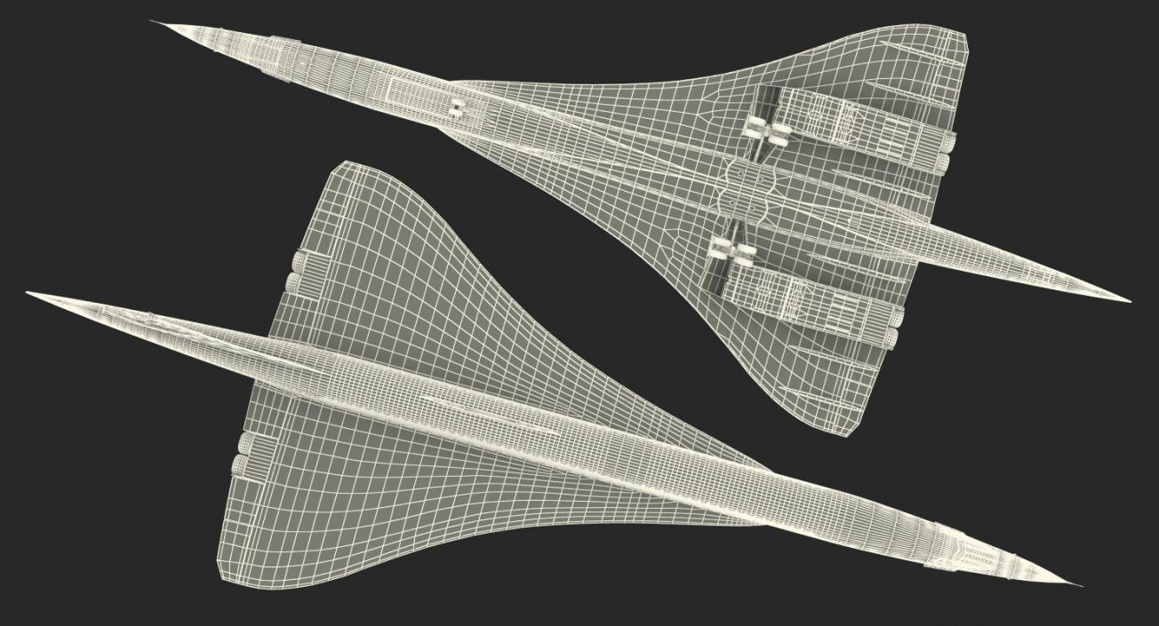 3D model Concorde Supersonic Passenger Jet Airliner British Airways Rigged