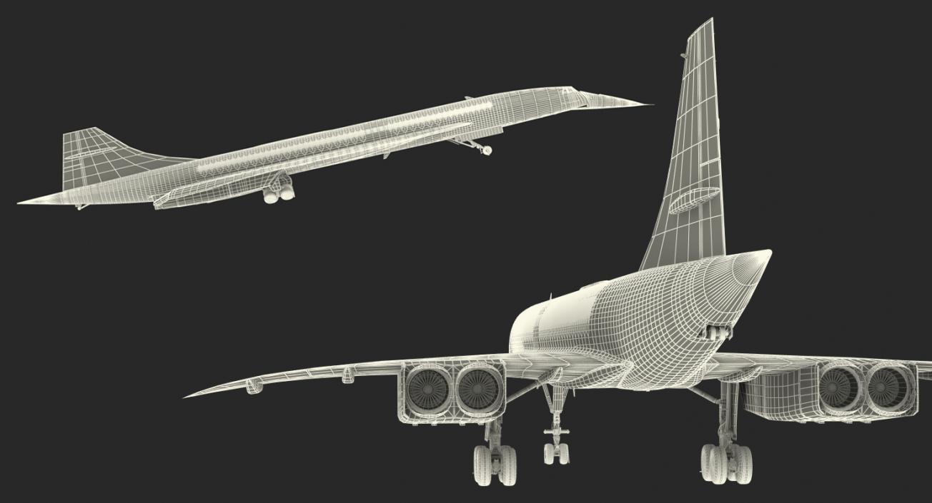 3D model Concorde Supersonic Passenger Jet Airliner British Airways Rigged