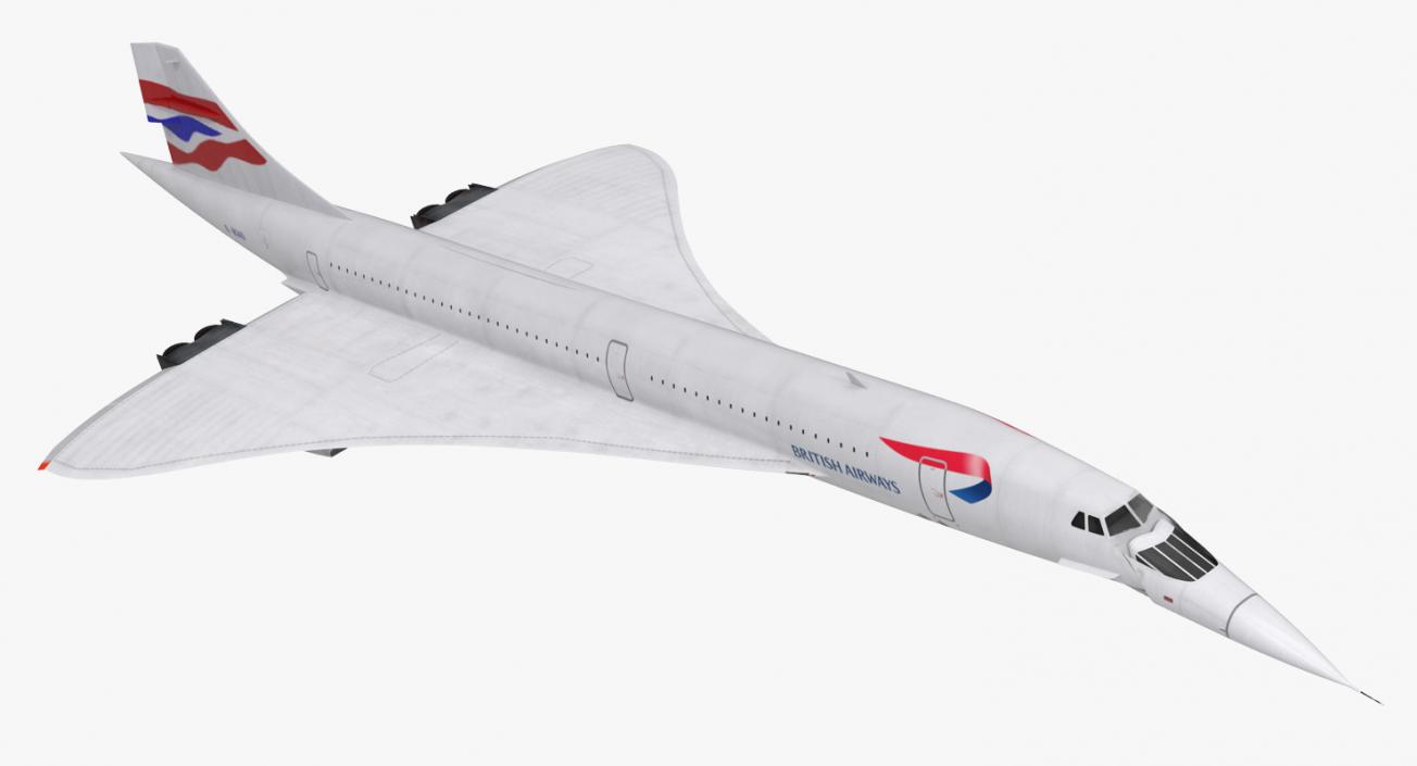 3D model Concorde Supersonic Passenger Jet Airliner British Airways Rigged