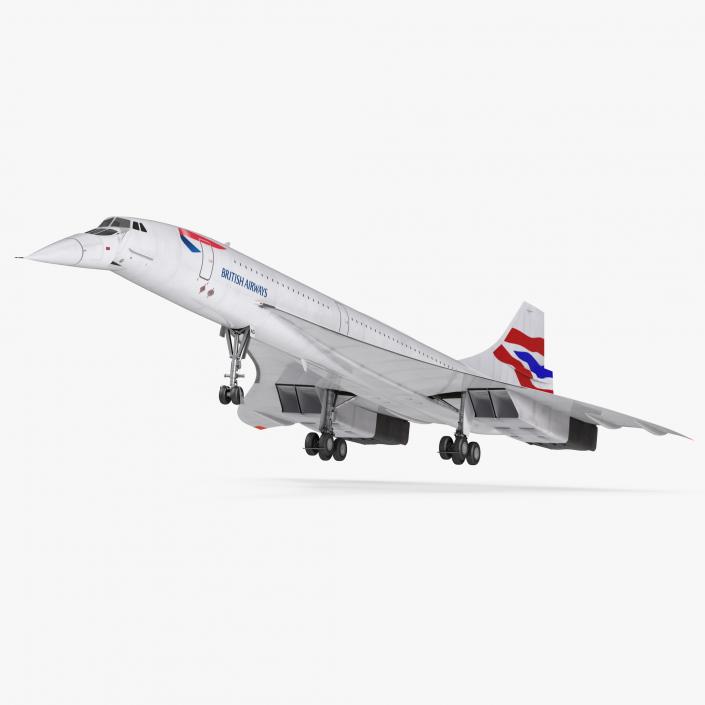 3D model Concorde Supersonic Passenger Jet Airliner British Airways Rigged