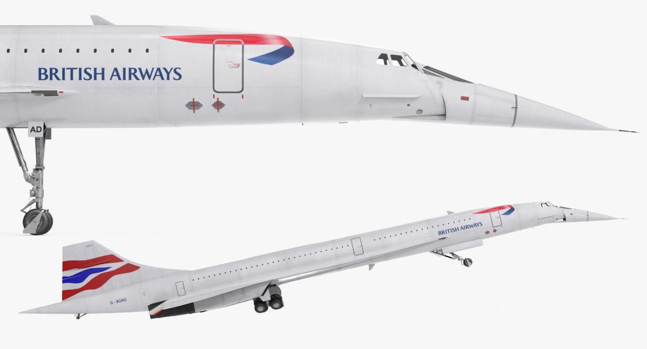 3D model Concorde Supersonic Passenger Jet Airliner British Airways Rigged