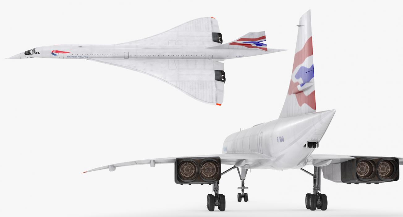 3D model Concorde Supersonic Passenger Jet Airliner British Airways Rigged