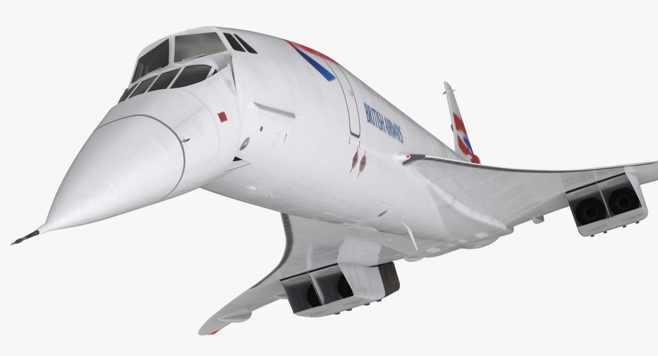 3D model Concorde Supersonic Passenger Jet Airliner British Airways Rigged