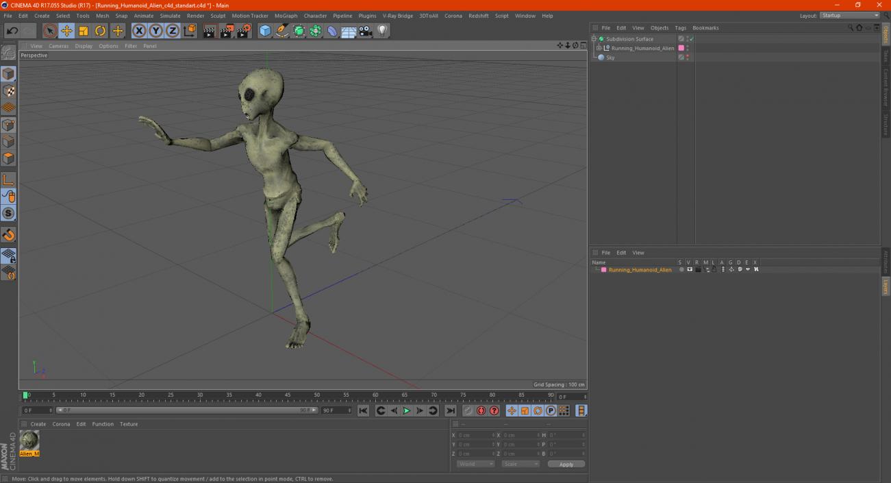 Running Humanoid Alien 3D