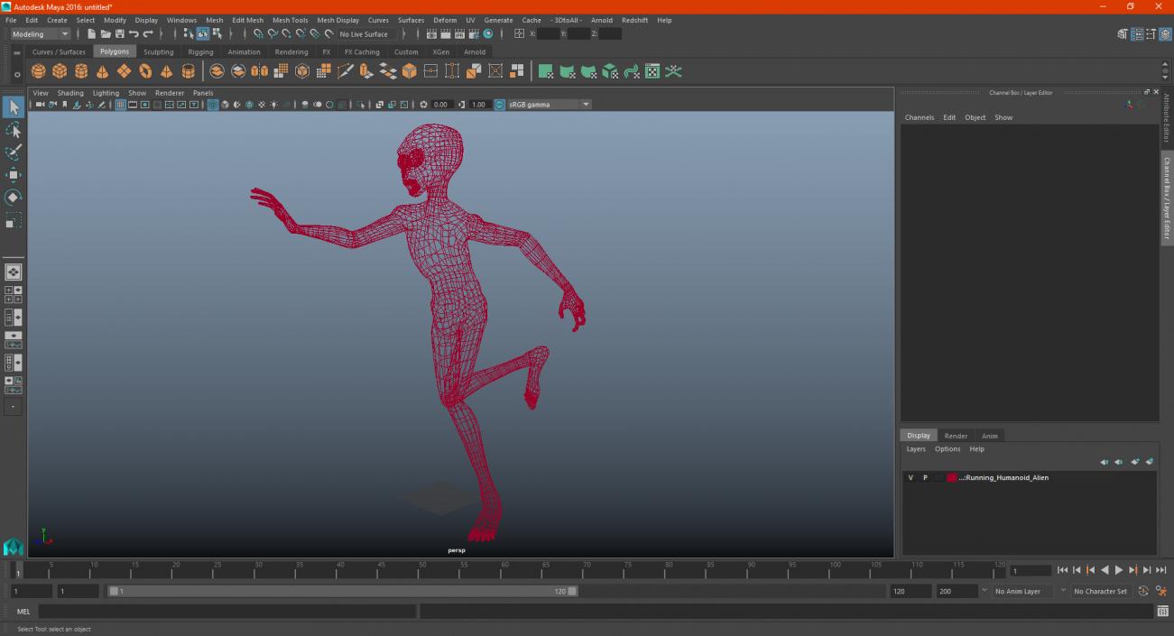 Running Humanoid Alien 3D