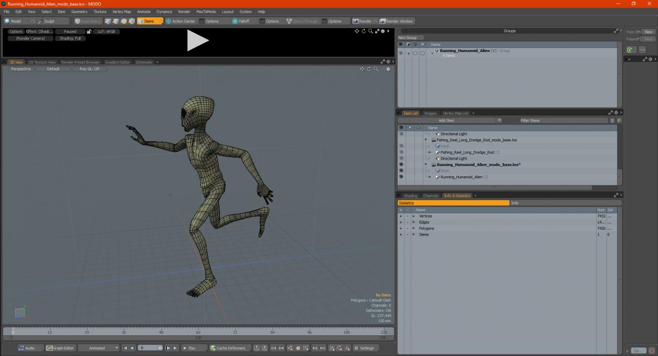 Running Humanoid Alien 3D