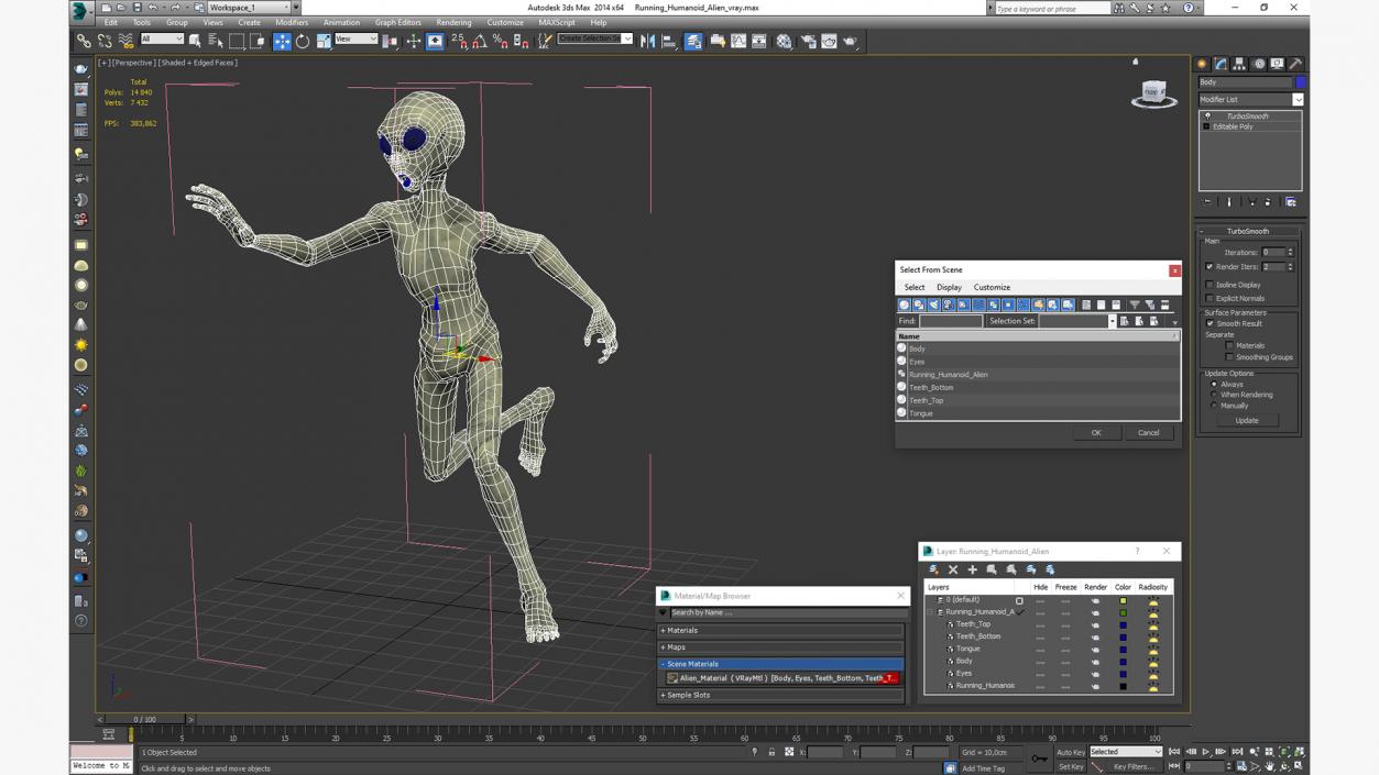 Running Humanoid Alien 3D