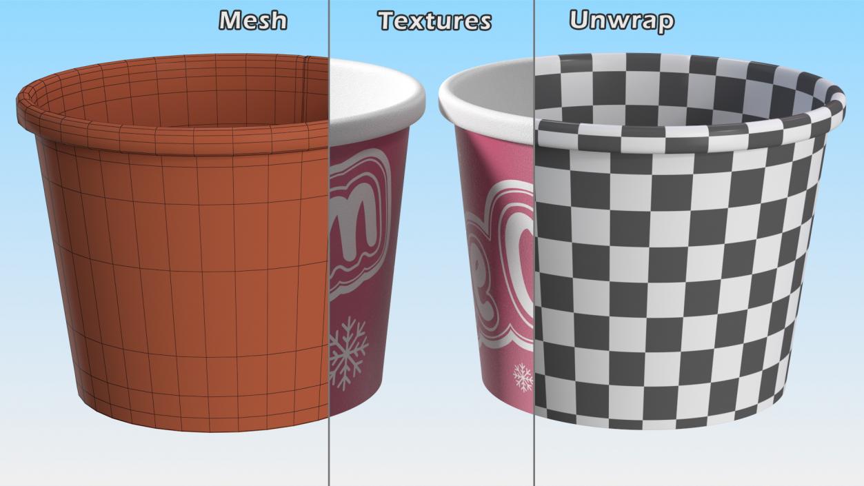 Ice Cream Pink Cup Empty 3D model