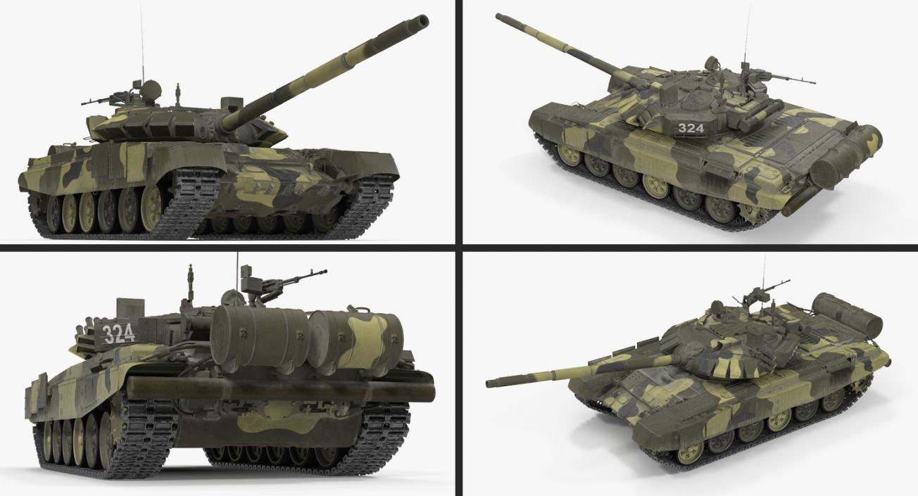 T72 Main Battle Tank Camo Rigged 3D