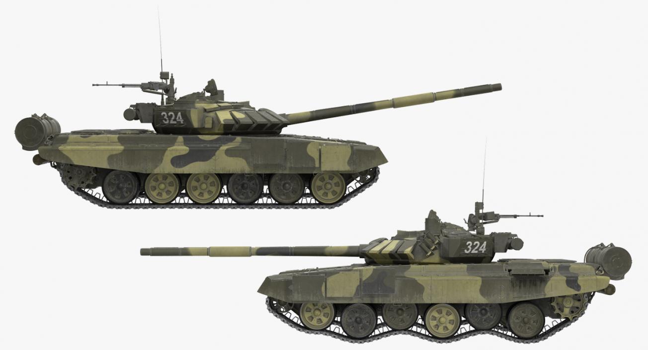 T72 Main Battle Tank Camo Rigged 3D