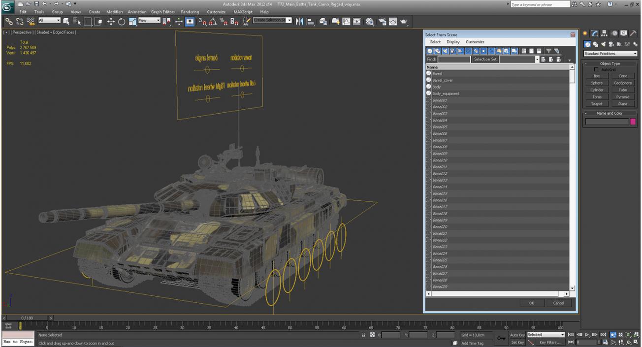 T72 Main Battle Tank Camo Rigged 3D