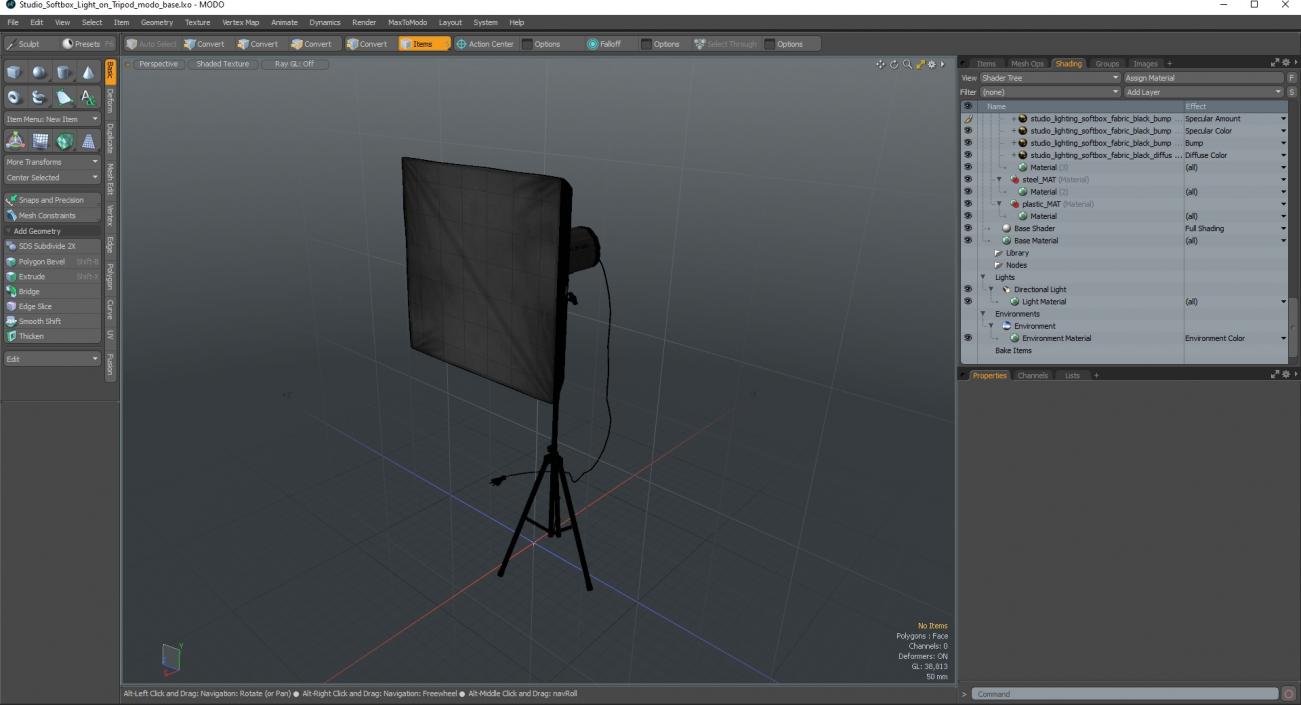 3D model Studio Softbox Light on Tripod