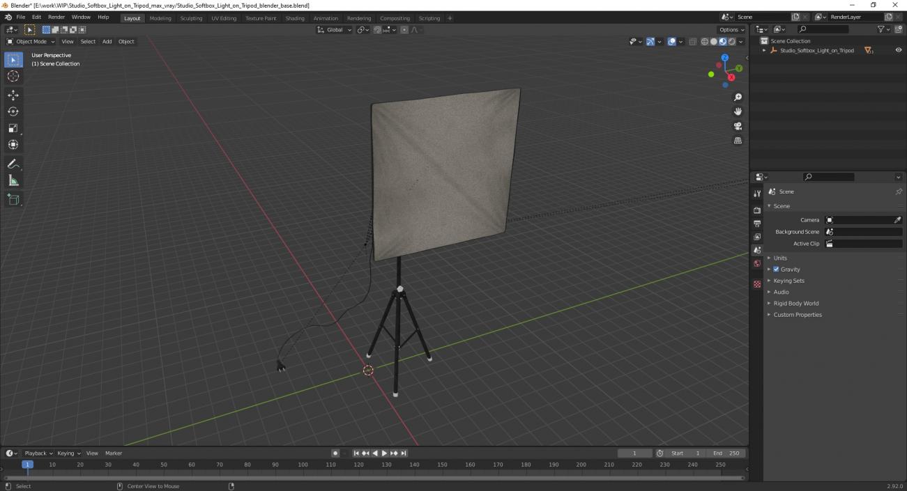 3D model Studio Softbox Light on Tripod