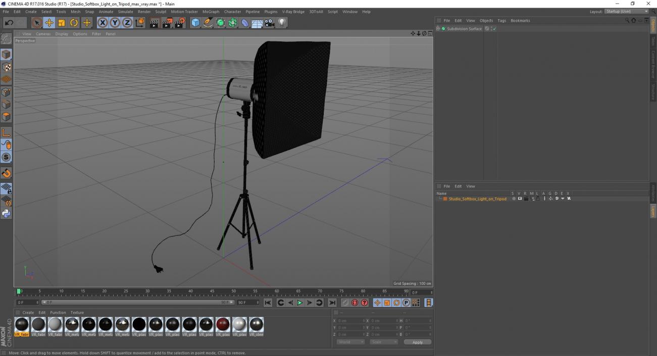 3D model Studio Softbox Light on Tripod