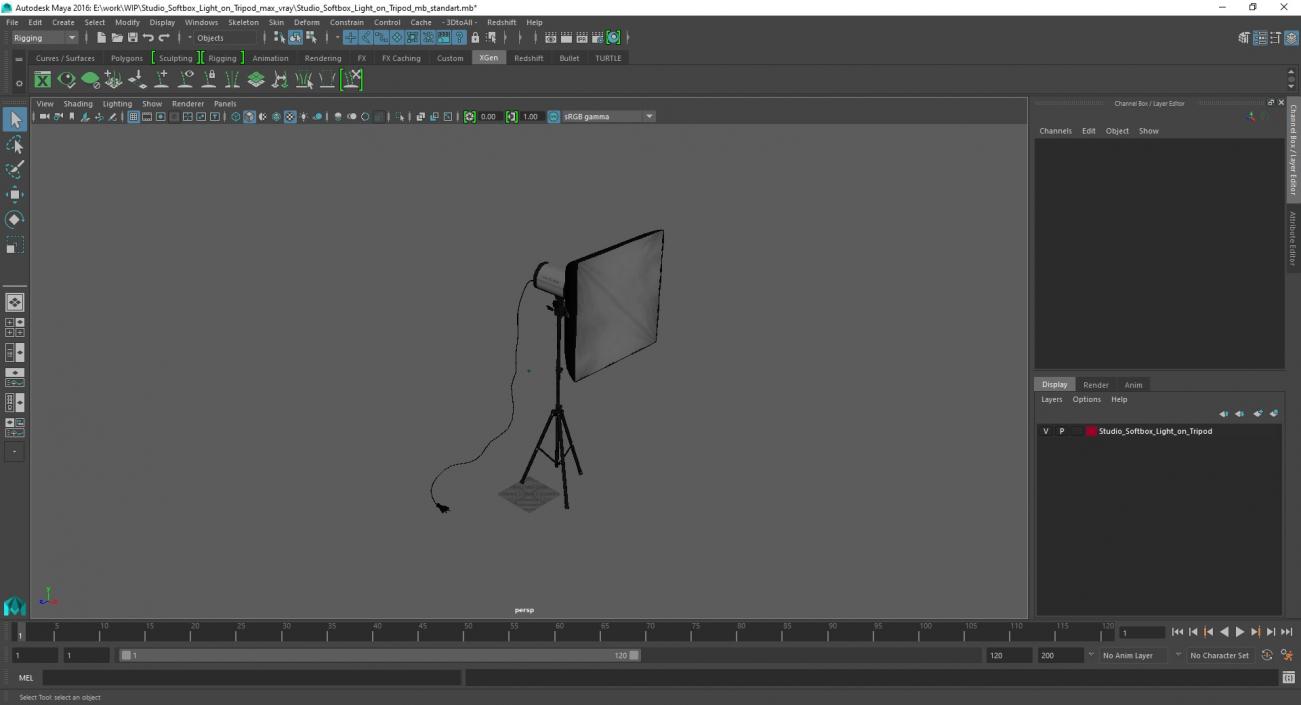 3D model Studio Softbox Light on Tripod