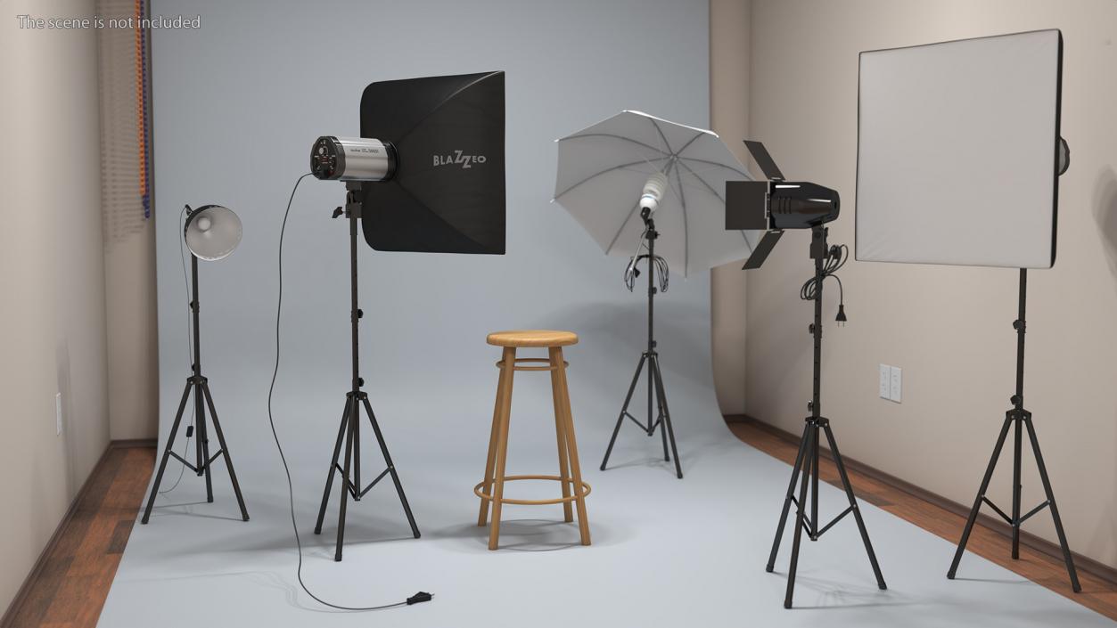 3D model Studio Softbox Light on Tripod