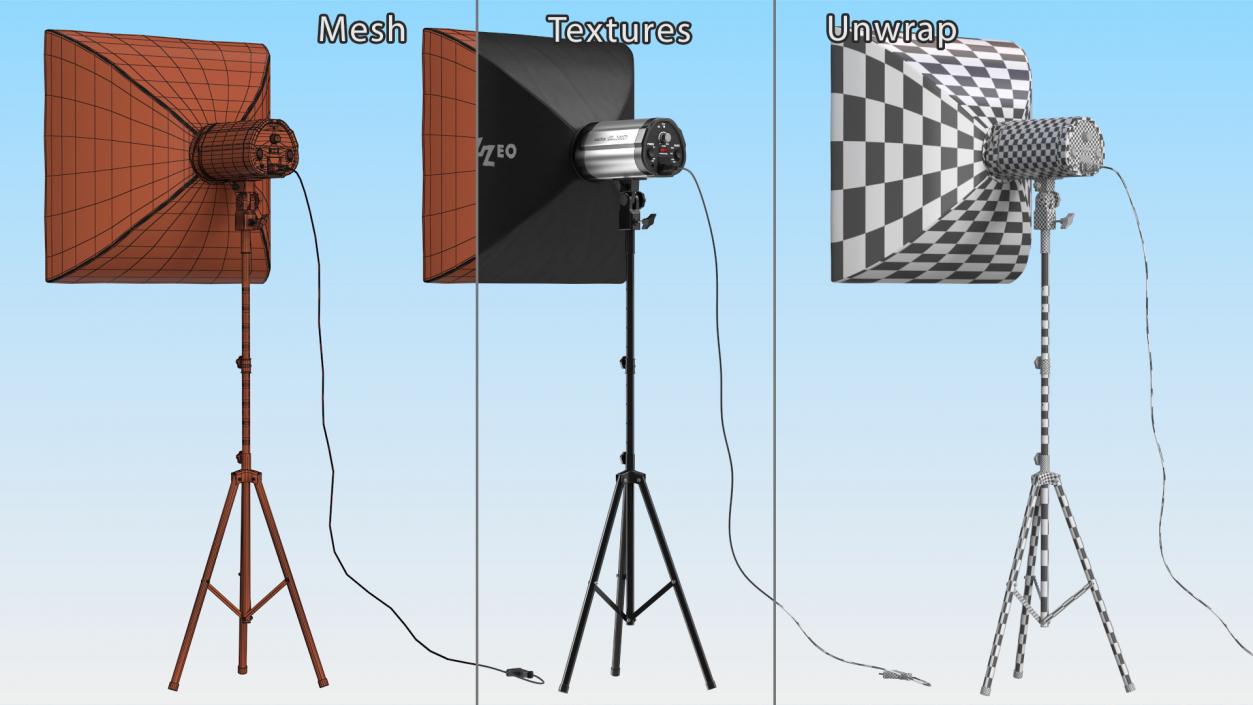 3D model Studio Softbox Light on Tripod