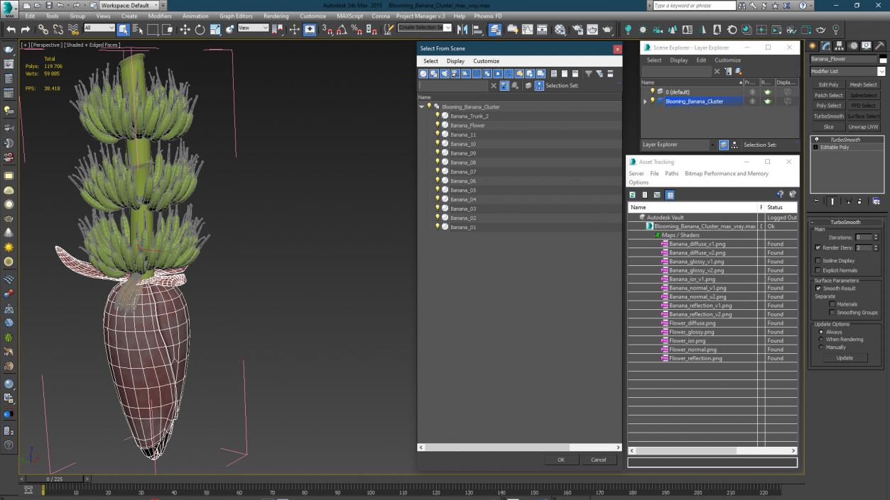 3D Blooming Banana Cluster model