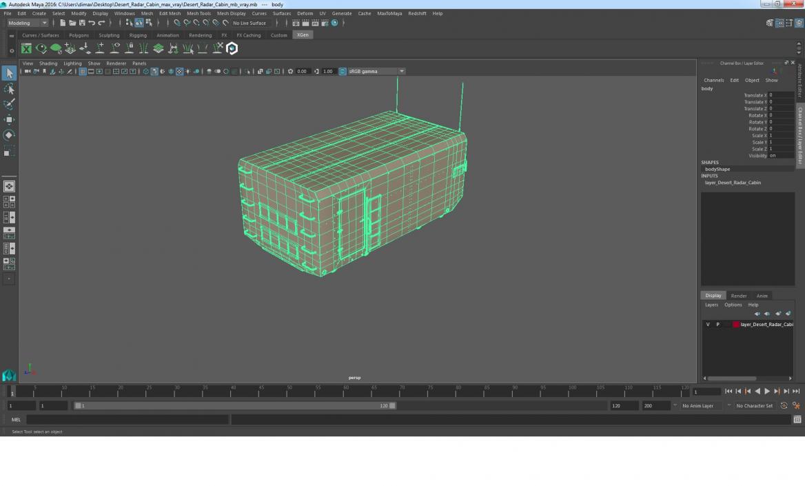 3D Desert Radar Cabin model