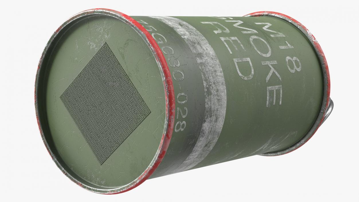 3D model M18 Smoke Grenade Red Old