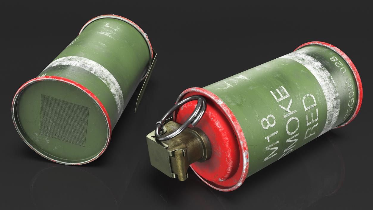 3D model M18 Smoke Grenade Red Old