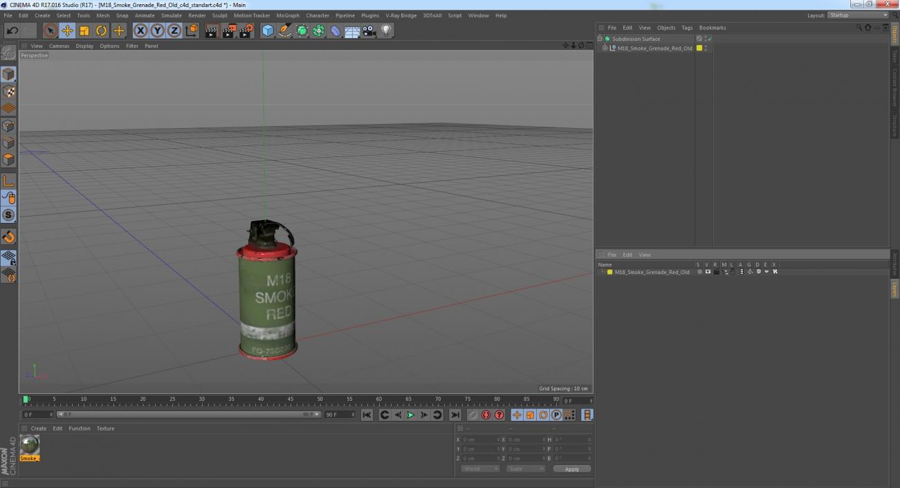 3D model M18 Smoke Grenade Red Old