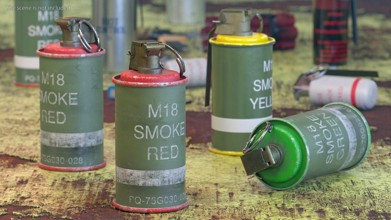 3D model M18 Smoke Grenade Red Old