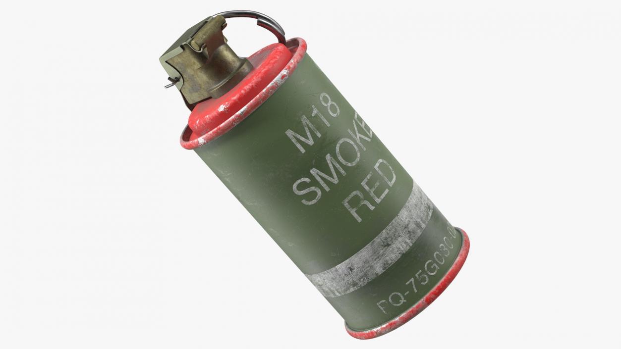 3D model M18 Smoke Grenade Red Old