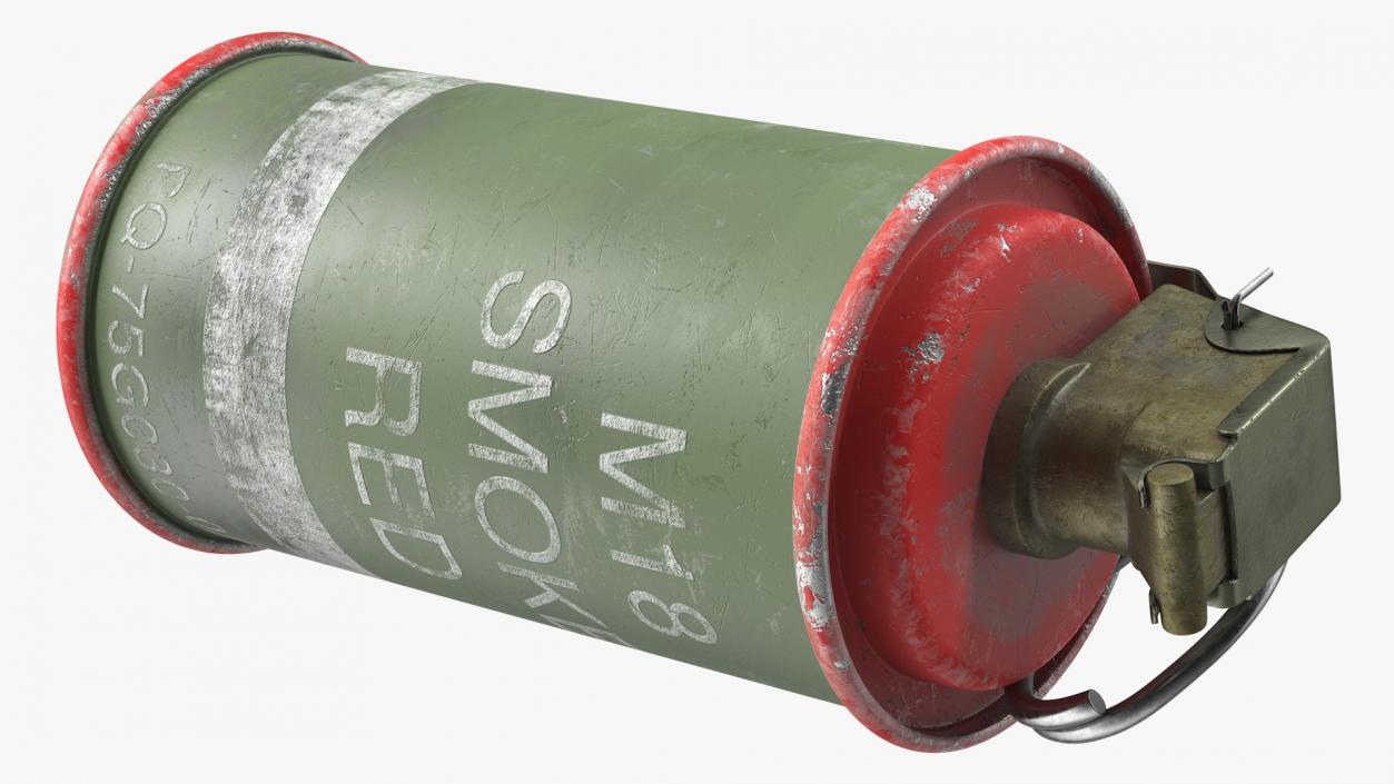 3D model M18 Smoke Grenade Red Old