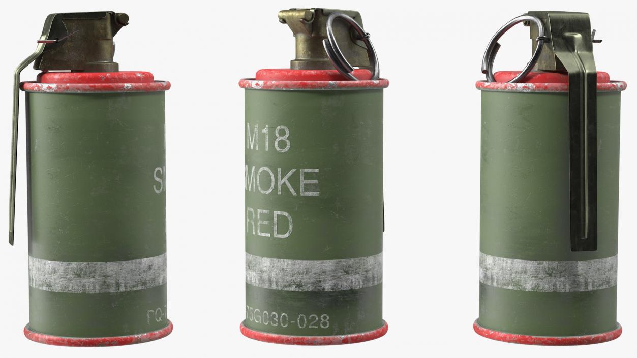 3D model M18 Smoke Grenade Red Old