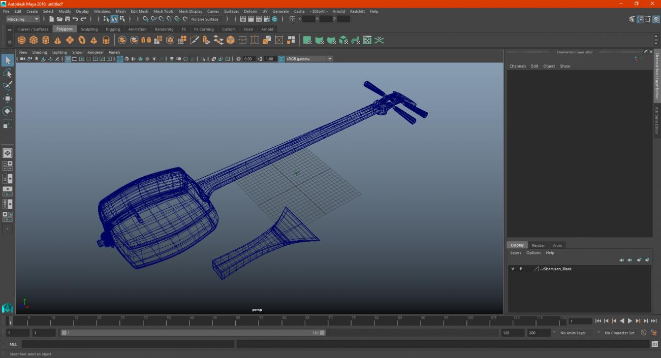 Shamisen Black 3D model