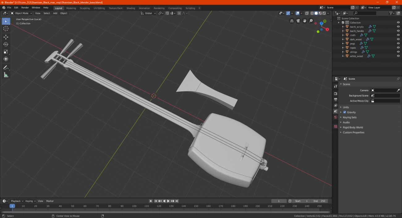 Shamisen Black 3D model