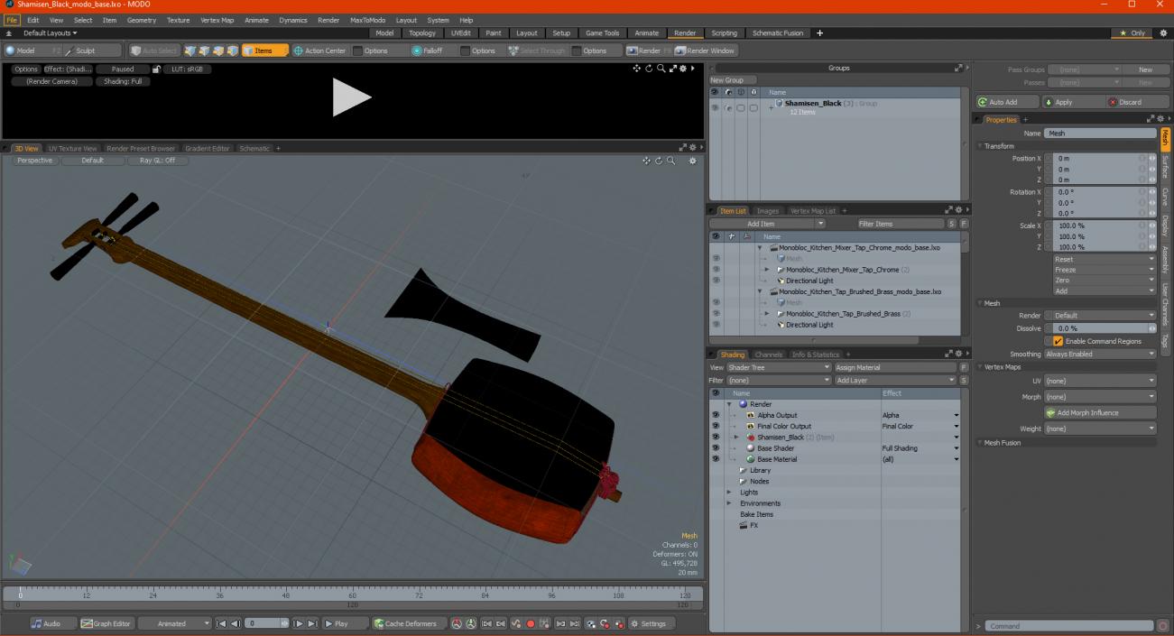 Shamisen Black 3D model