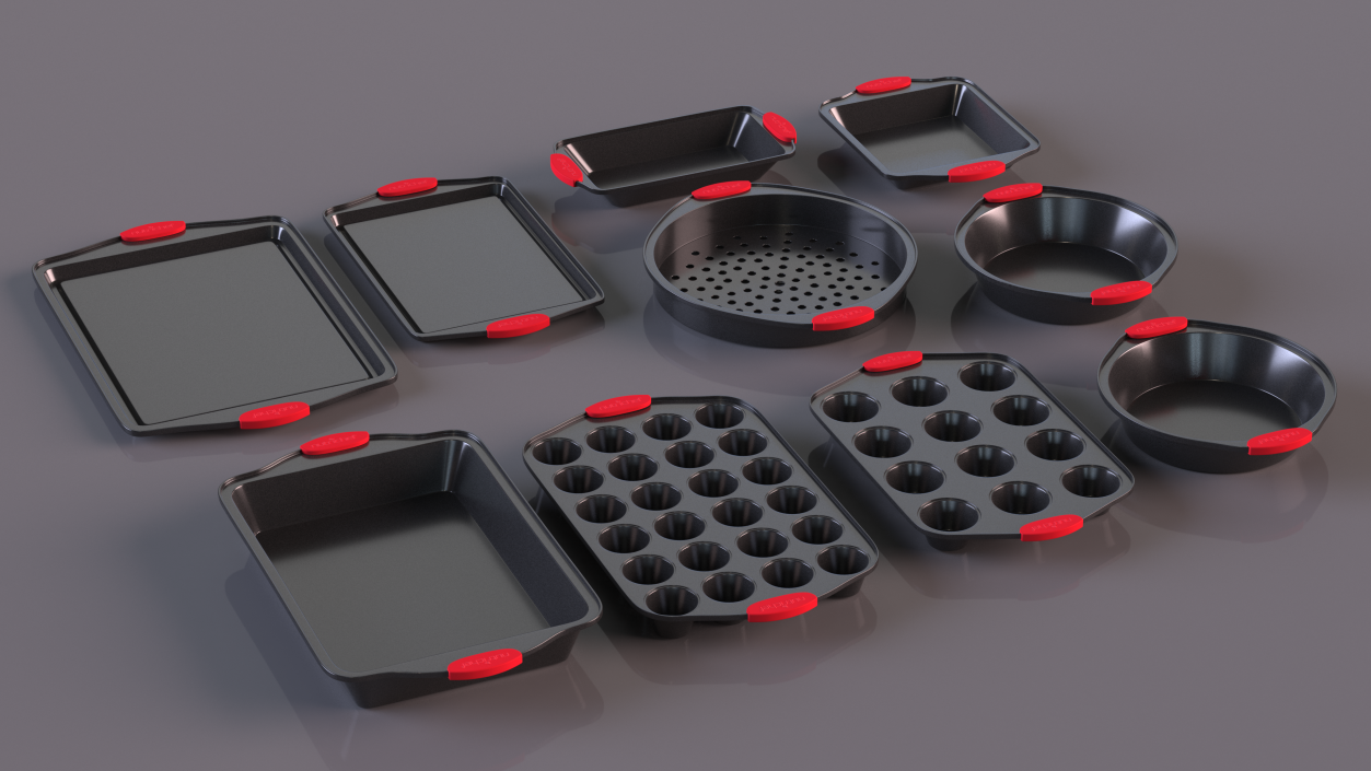 3D Nonstick Bakeware Baking Pans Set model