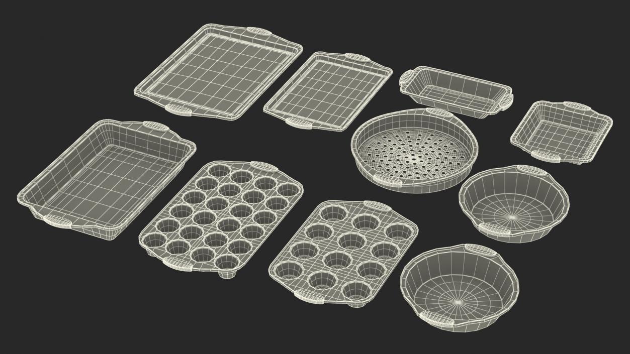 3D Nonstick Bakeware Baking Pans Set model