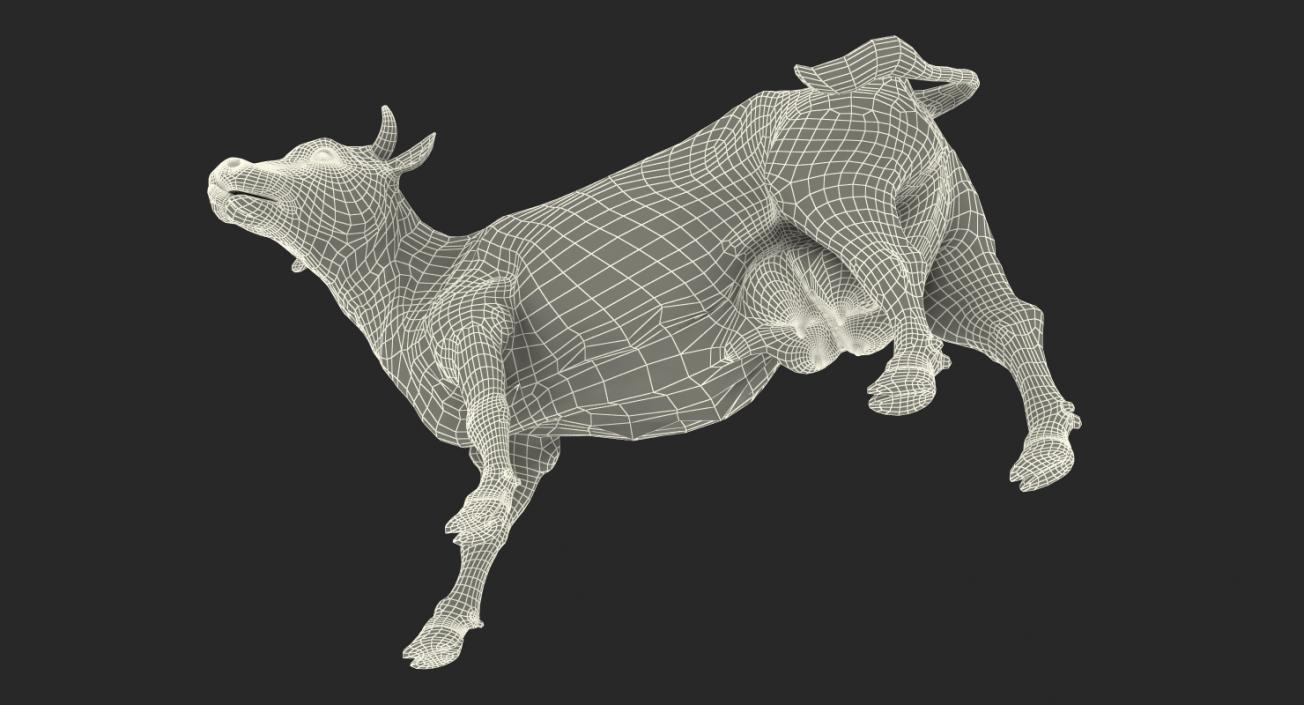 3D Holstein Cow with Fur