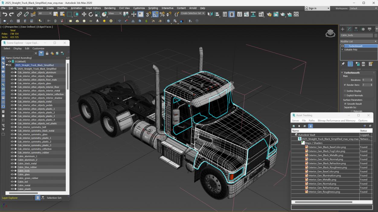 3D 2025 Straight Truck Black Simplified