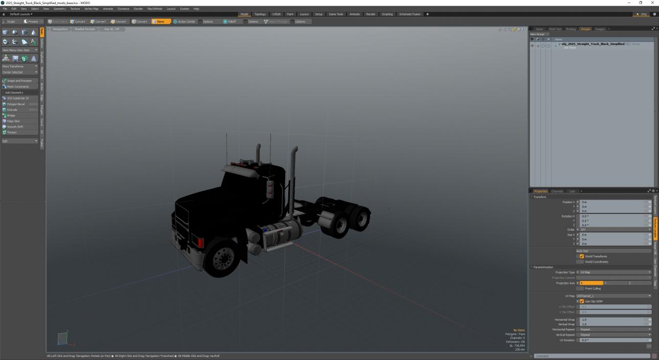 3D 2025 Straight Truck Black Simplified