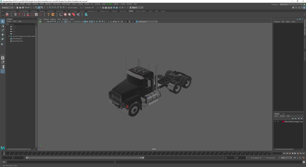 3D 2025 Straight Truck Black Simplified