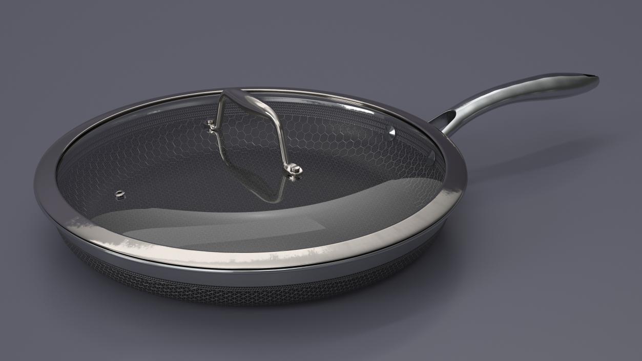 HexClad Hybrid Nonstick Pan with Lid 12-inch 3D model