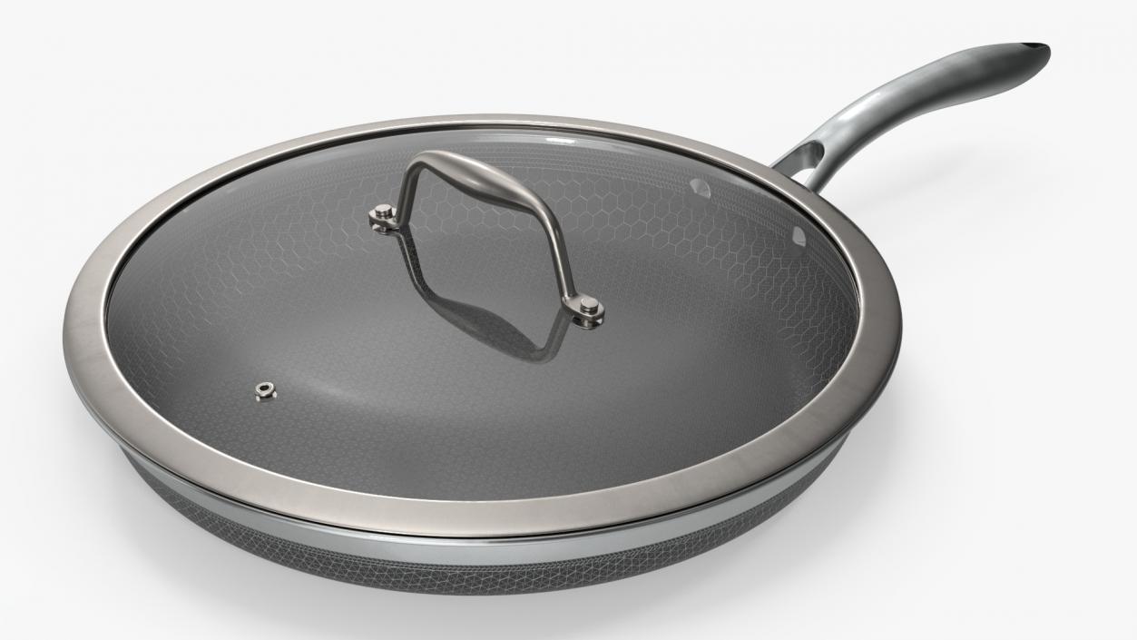 HexClad Hybrid Nonstick Pan with Lid 12-inch 3D model