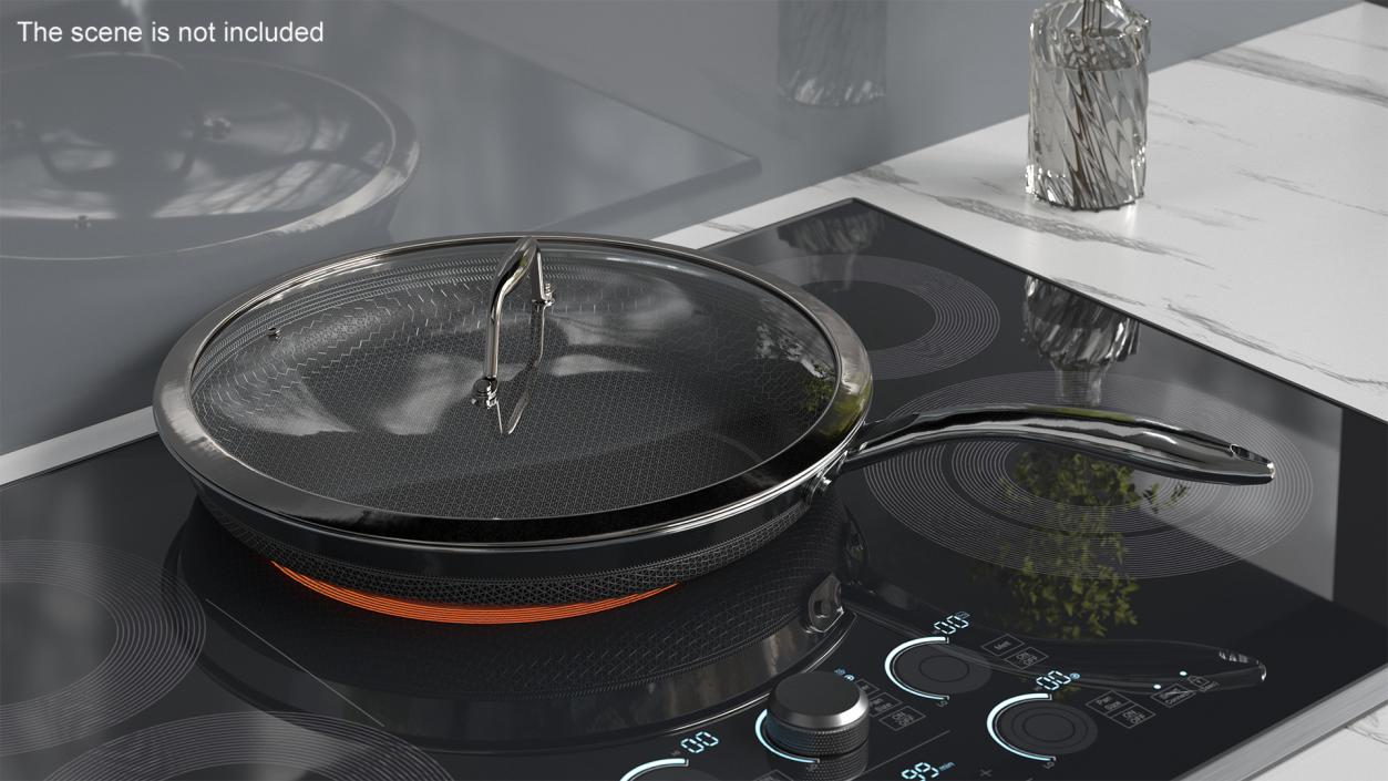 HexClad Hybrid Nonstick Pan with Lid 12-inch 3D model