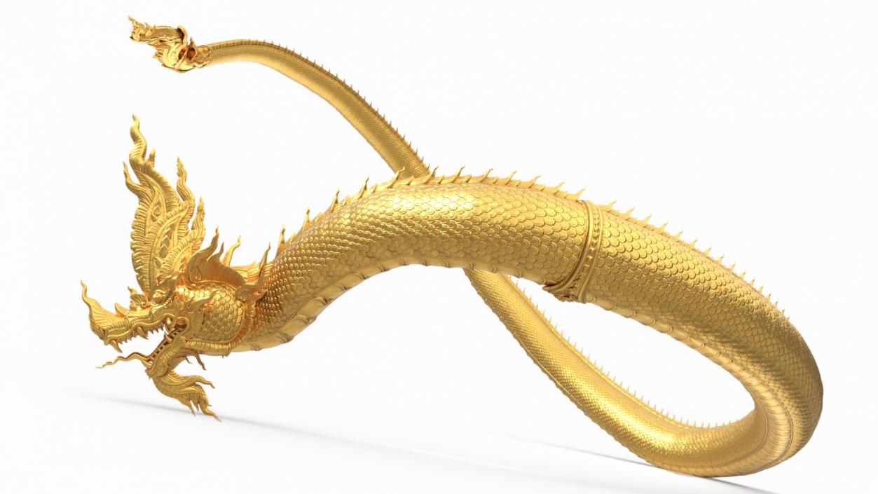 3D Gold Naga Dragon Rigged model