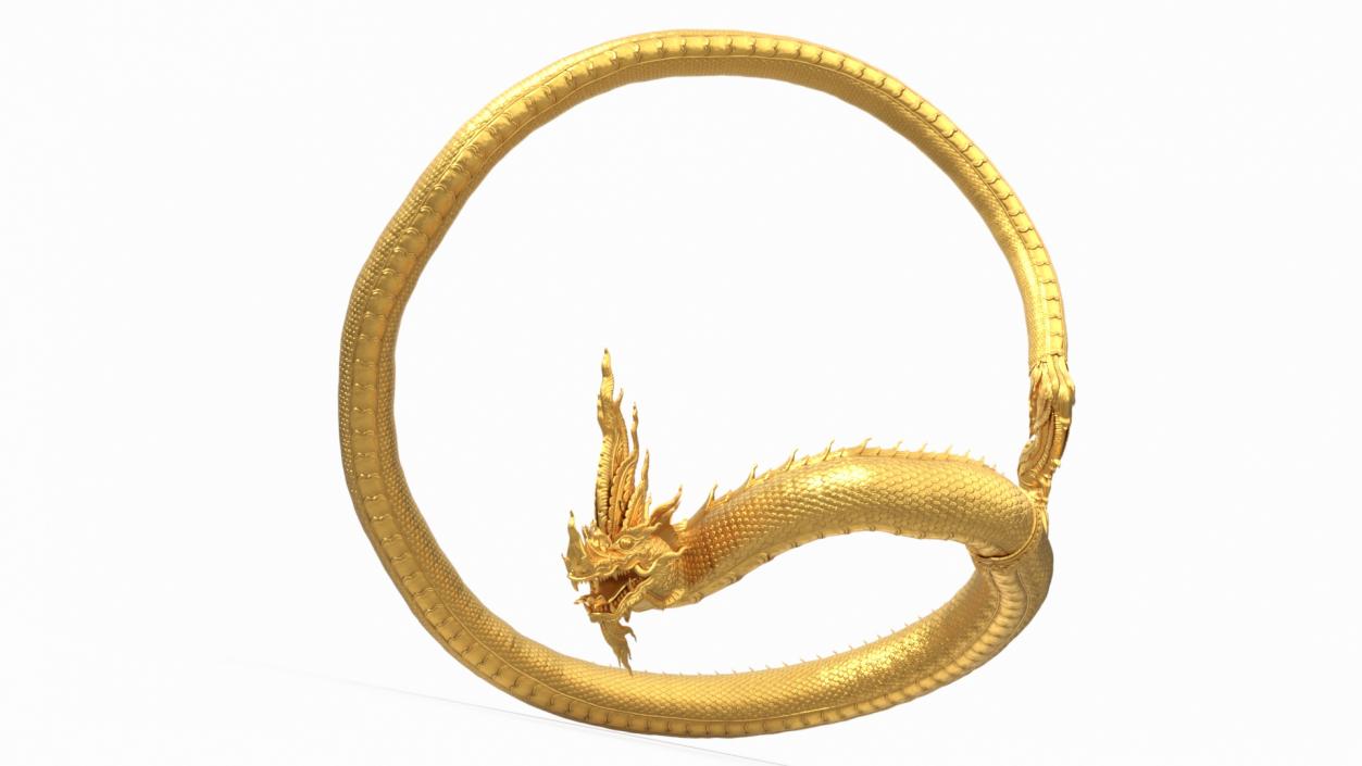 3D Gold Naga Dragon Rigged model