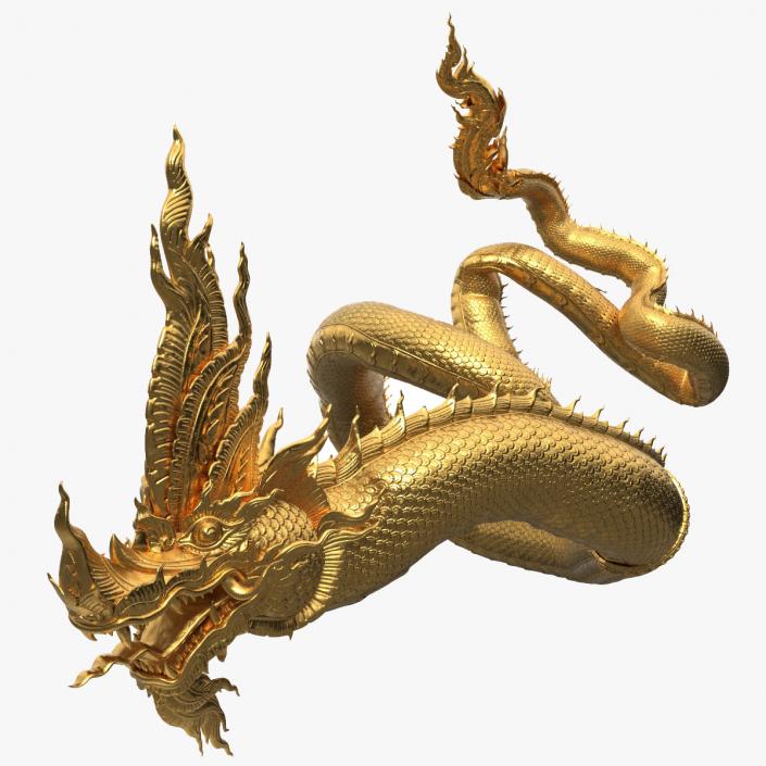 3D Gold Naga Dragon Rigged model