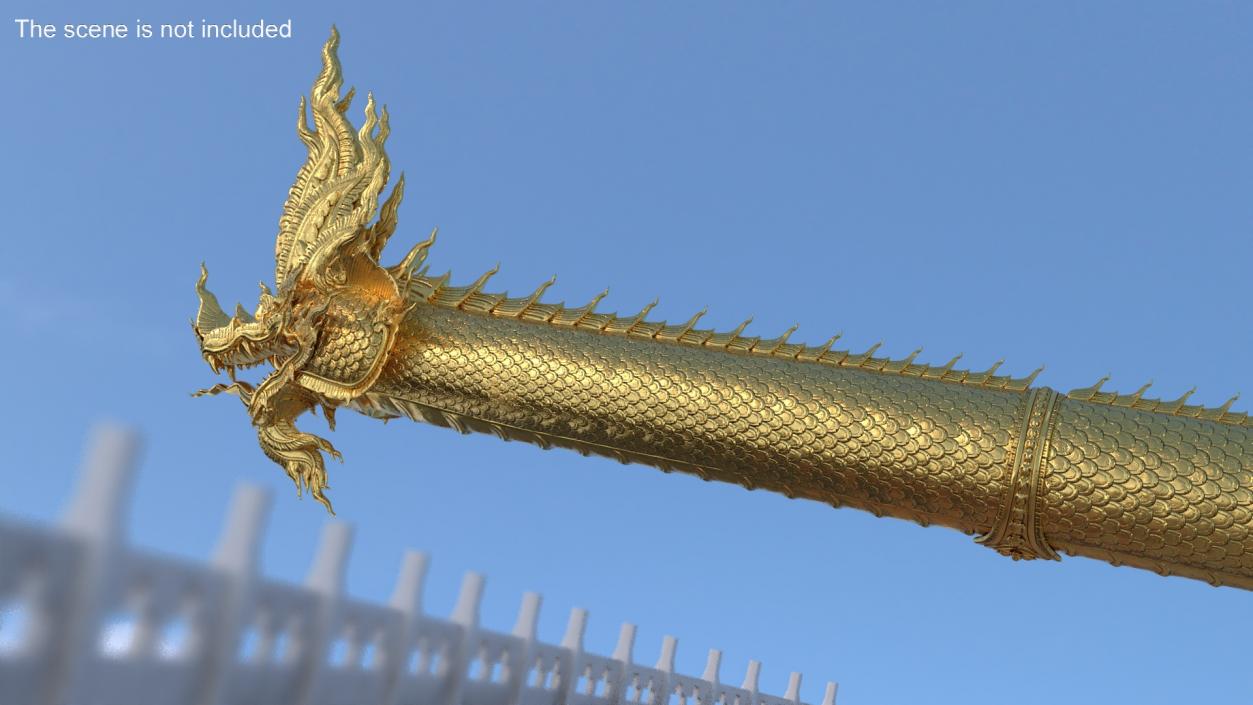 3D Gold Naga Dragon Rigged model