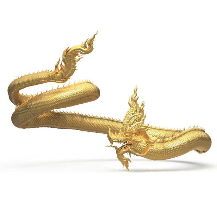 3D Gold Naga Dragon Rigged model