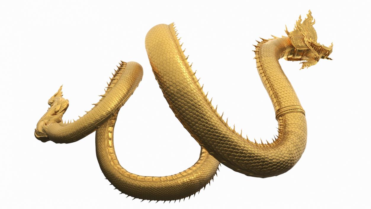 3D Gold Naga Dragon Rigged model