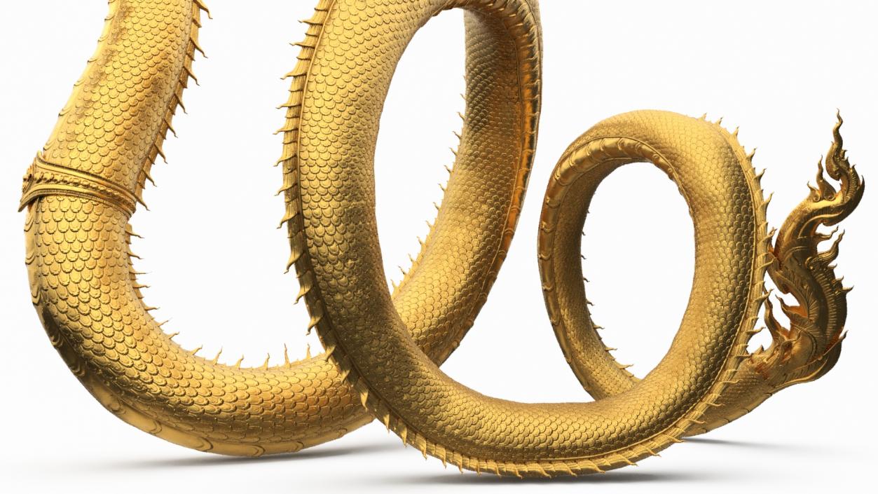 3D Gold Naga Dragon Rigged model