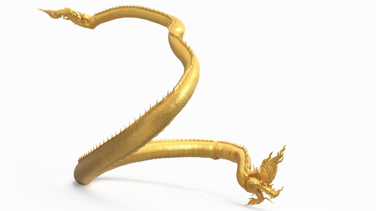 3D Gold Naga Dragon Rigged model